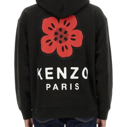 Kenzo - Embroidered Black Hoodie With Floral Motif - Größe L - schwarz – Bild 3