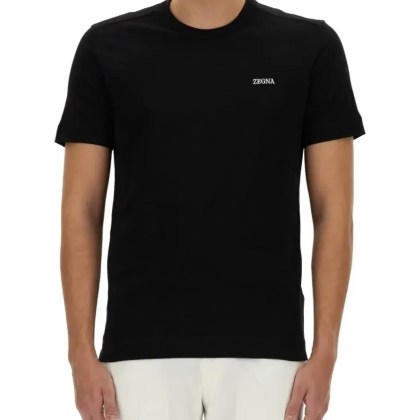 Zegna - Crew Neck T-Shirt With Subtle Logo Embroidery - Größe 48 - schwarz Zegna - Crew Neck T-Shirt With Subtle Logo Embroidery - Größe 48 - schwarz