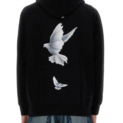3.Paradis - Black Hoodie With Artistic Dove Prints - Größe M - schwarz – Bild 3