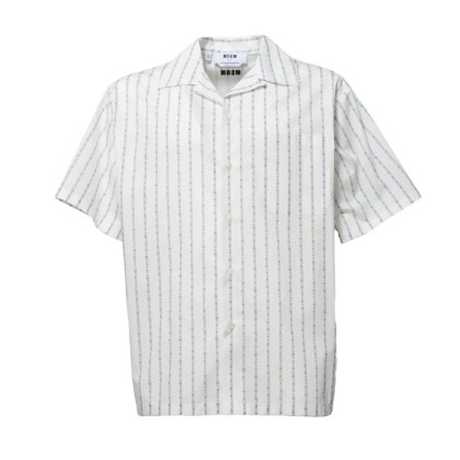 MSGM - White Cotton Short Sleeve Printed Shirt - Größe 41 - weiß MSGM - White Cotton Short Sleeve Printed Shirt - Größe 41 - weiß