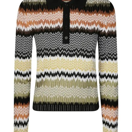 Missoni - Zigzag Pattern Polo Sweater - Größe 44 - schwarz Missoni - Zigzag Pattern Polo Sweater - Größe 44 - schwarz