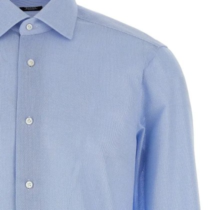 Barba - Honeycomb Cotton Shirt - Größe 45 - blau – Bild 3