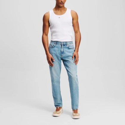 Karl Lagerfeld - SCHMAL ZULAUFENDE JEANS MIT KARL-LOGO - Größe 33 - blau – Bild 4