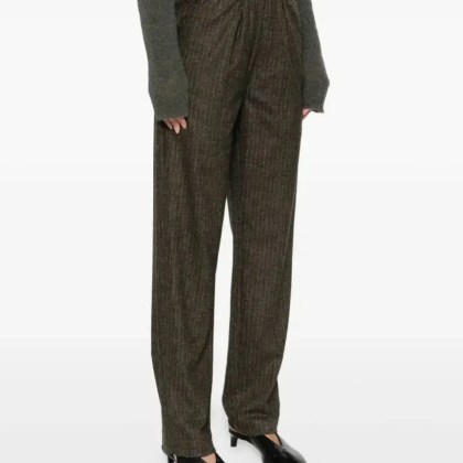 Isabel Marant - Pinstripe Elastic-Waist Tailored Trousers - Größe 36 - grün – Bild 4