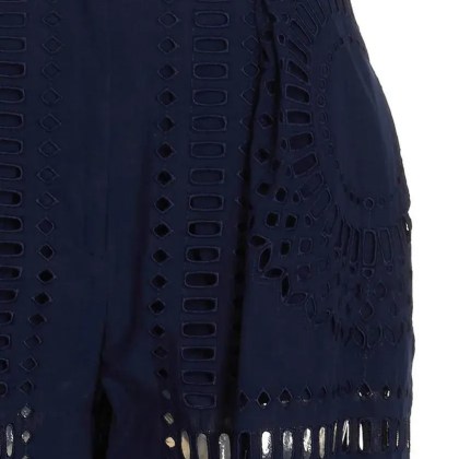 Alberta Ferretti - Embroidered Cotton Pants - Größe 40 - blau – Bild 3