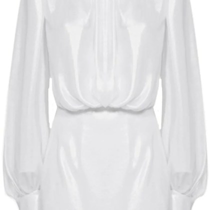Blanca Vita - Blanca Vita Abelia Laminated Mini Dress - Größe 42 - white Blanca Vita - Blanca Vita Abelia Laminated Mini Dress - Größe 42 - white