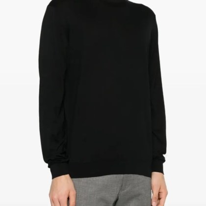 Lardini - Classic Black Crew Neck Sweater - Größe S - schwarz – Bild 3