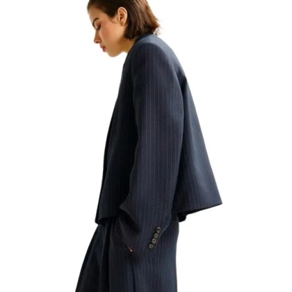 Essentiel Antwerp - Itzle Navy Blue Cropped Blazer - Größe XS - blau – Bild 3