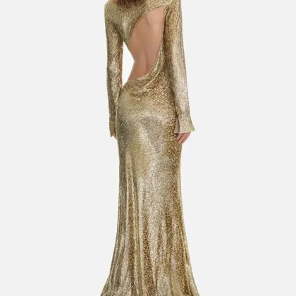 self-portrait - Gold Fil Coupe Maxi Dress - Größe 12 - goldfarben – Bild 2