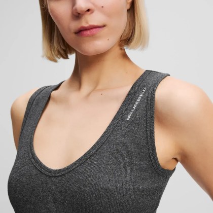 Karl Lagerfeld - GERIPPTES TANK MIT V-AUSSCHNITT - Größe S - grau – Bild 3