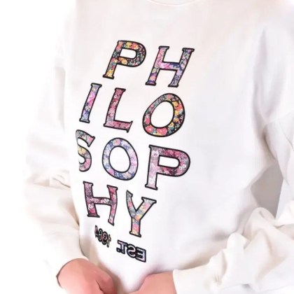 Philosophy Di Lorenzo Serafini - Relaxed-Fit Cotton Sweatshirt With Multicolor Flor - Größe XS - weiß – Bild 3
