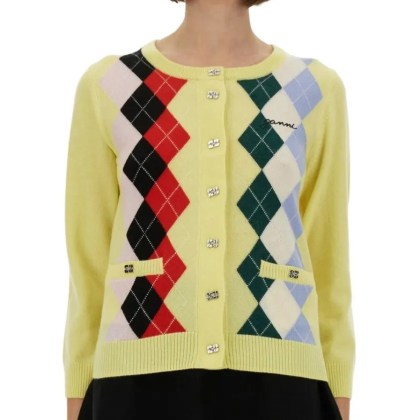GANNI - Vibrant Argyle Cardigan - Größe XS - bunt GANNI - Vibrant Argyle Cardigan - Größe XS - bunt