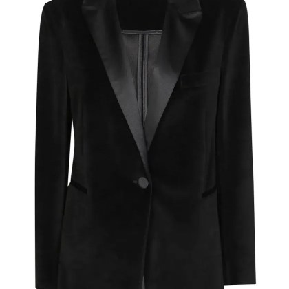 Circolo - Velvet Blazer With Satin Lapel And Tailored Fit - Größe 44 - schwarz Circolo - Velvet Blazer With Satin Lapel And Tailored Fit - Größe 44 - schwarz