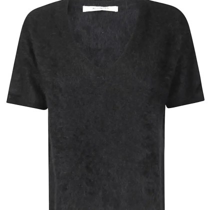 ABSOLUT CASHMERE - Short-Sleeved Cashmere Knit Top With V-Neckline - Größe M - schwarz ABSOLUT CASHMERE - Short-Sleeved Cashmere Knit Top With V-Neckline - Größe M - schwarz