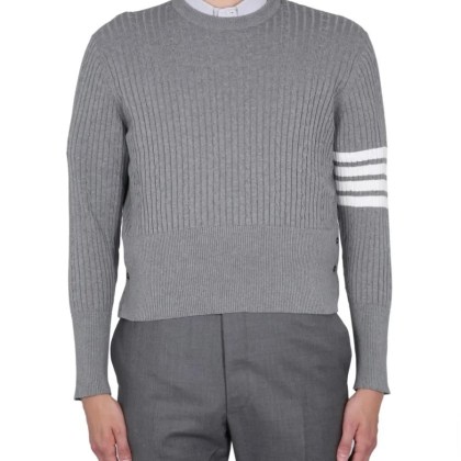 Thom Browne - 4Bar Stripe Jersey - Größe 3 - grau Thom Browne - 4Bar Stripe Jersey - Größe 3 - grau