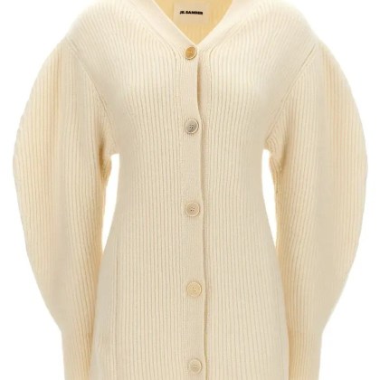 Jil Sander - Long Ribbed Wool Cardigan - Größe 40 - beige Jil Sander - Long Ribbed Wool Cardigan - Größe 40 - beige