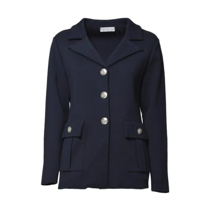 Charlott - Blue Cotton V-Neck Jacket - Größe L - blau Charlott - Blue Cotton V-Neck Jacket - Größe L - blau