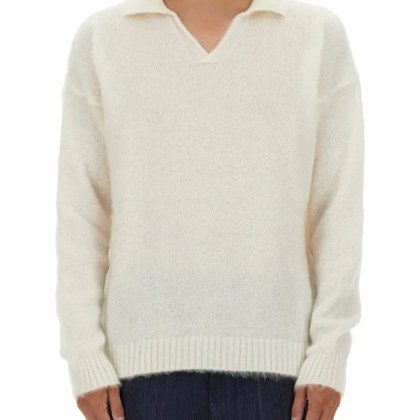 Family First - Relaxed Fit Knitted Polo - Größe S - weiß Family First - Relaxed Fit Knitted Polo - Größe S - weiß