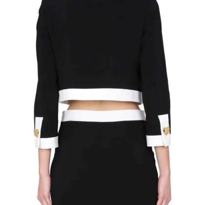 Moschino - Heart Buttons Crepe Jacket - Größe 40 - schwarz – Bild 3