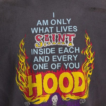 Saint Mxxxxxx - Bold Graphic Print T-Shirt In Faded Black Cotton - Größe XL - grau – Bild 3