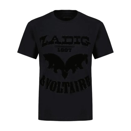 Zadig & Voltaire - Edwin Hc Voltaire Flock Strass T-Shirt - Cotton - - Größe XS - schwarz Zadig & Voltaire - Edwin Hc Voltaire Flock Strass T-Shirt - Cotton - - Größe XS - schwarz