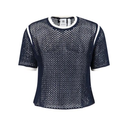 ADIDAS X WALES BONNER - Navy Crochet T-Shirt With White Trefoil Logo - Größe S - blue ADIDAS X WALES BONNER - Navy Crochet T-Shirt With White Trefoil Logo - Größe S - blue