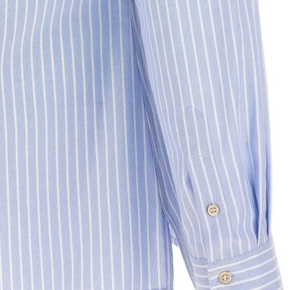 Valentino Garavani - Striped Oxford Shirt With Mandarin Collar - Größe 42 - blau – Bild 2