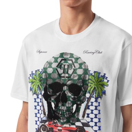 Philipp Plein - T-Shirt Rundhalsausschnitt Mit Schmucksteinen - Größe S - weiß – Bild 3