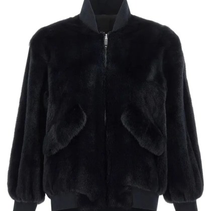 Blancha - Luxurious Mink Fur Bomber Jacket With Zip Closure - Größe 38 - schwarz Blancha - Luxurious Mink Fur Bomber Jacket With Zip Closure - Größe 38 - schwarz