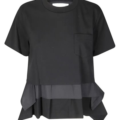 Sacai - Poplin X Cotton Jersey T-Shirt - Größe 3 - schwarz Sacai - Poplin X Cotton Jersey T-Shirt - Größe 3 - schwarz