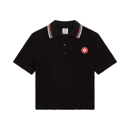 Casablanca - Kurzarm-Poloshirt aus Monogramm-Frottierstoff - Größe XS - schwarz Casablanca - Kurzarm-Poloshirt aus Monogramm-Frottierstoff - Größe XS - schwarz