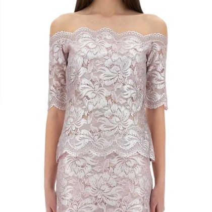 Paco Rabanne - Off-The-Shoulder Lace Top With Floral Patterns - Größe 36 - pink Paco Rabanne - Off-The-Shoulder Lace Top With Floral Patterns - Größe 36 - pink