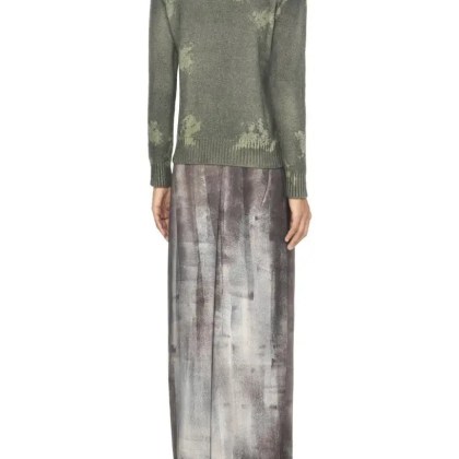 CALIBAN - Textured Cashmere Sweater With Artistic Patterns - Größe S - grün – Bild 4