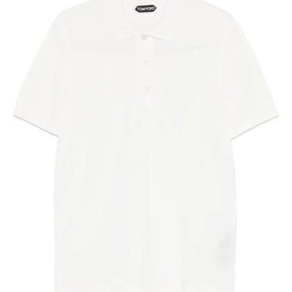 Tom Ford - Polo Shirt With Front Button Placket - Größe 52 - weiß Tom Ford - Polo Shirt With Front Button Placket - Größe 52 - weiß