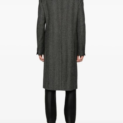 Lardini - Double-Breasted Black Herringbone Coat - Größe 52 - schwarz