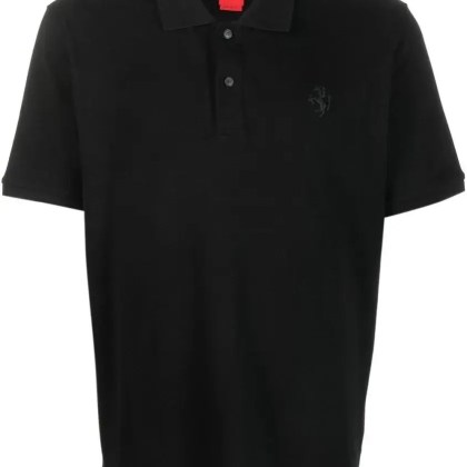 Ferrari - Black Piqué Weave Polo Shirt With Embroidered Log - Größe S - schwarz Ferrari - Black Piqué Weave Polo Shirt With Embroidered Log - Größe S - schwarz