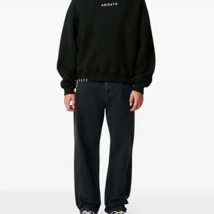 Axel Arigato - Embroidered Logo Black Sweatshirt With Drop Should - Größe XL - schwarz – Bild 3