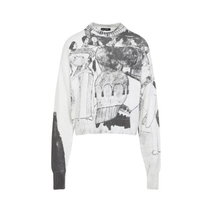 ENFANTS RICHES DÉPRIMÉS - Cropped Graphic Print Sweater With Contemporary Ap - Größe M - weiß ENFANTS RICHES DÉPRIMÉS - Cropped Graphic Print Sweater With Contemporary Ap - Größe M - weiß