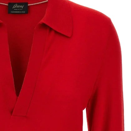 Brioni - Cashmere And Silk Polo Shirt - Größe 40 - rot – Bild 3