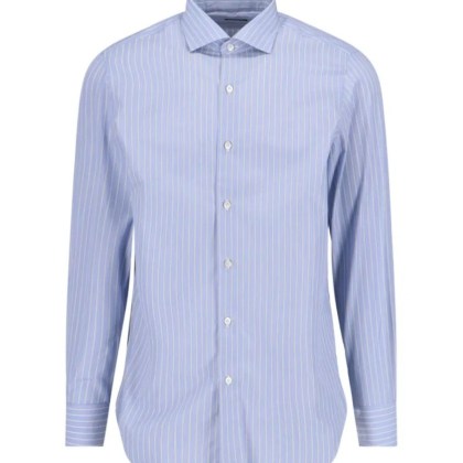 Finamore - Milano%27 Striped Shirt – Light Blue - Größe 43 - blau Finamore - Milano%27 Striped Shirt – Light Blue - Größe 43 - blau