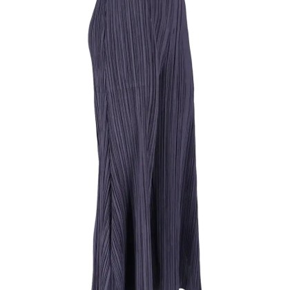 ISSEY MIYAKE PLEATS PLEASE - Pleated Wide-Leg Trousers With Cropped Silhouette - Größe IV - blau – Bild 4