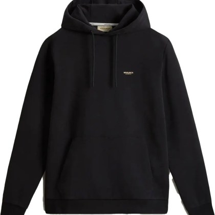 Woolrich - Logo Interlock Hoodie Black - Größe L - schwarz Woolrich - Logo Interlock Hoodie Black - Größe L - schwarz