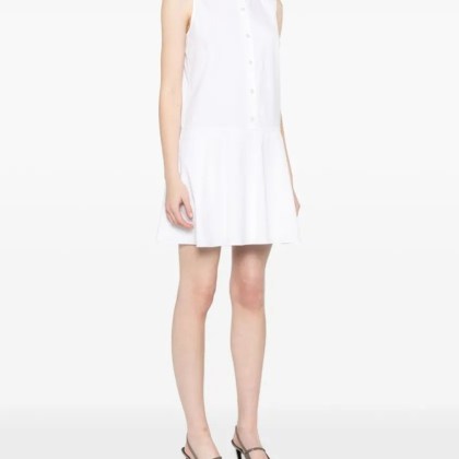 Theory - Flared White Linen Blend Mini Dress - Größe M - weiß – Bild 3