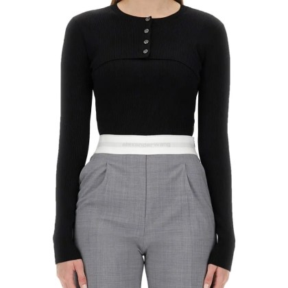 Alexander Wang - Cropped Sweater - Größe M - schwarz Alexander Wang - Cropped Sweater - Größe M - schwarz