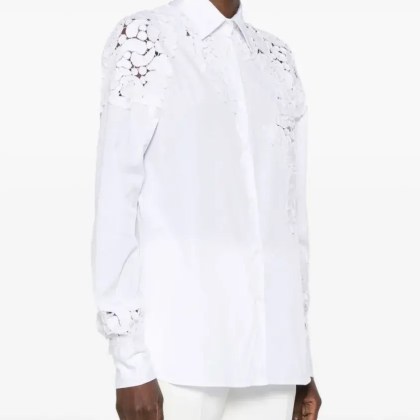 Ermanno Scervino - Floral Embroidered White Shirt - Größe 42 - weiß – Bild 2