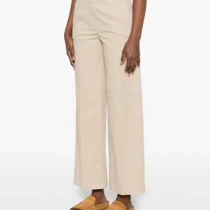 Peserico - Wide-Leg Beige Trousers With High Waist - Größe 46 - beige – Bild 3