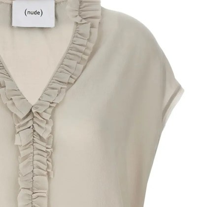 NUDE - Ruffled Silk Blouse - Größe 42 - grau – Bild 2