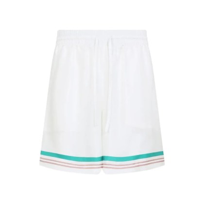 Casablanca - Silk Bermuda Shorts With Stripe - Größe L - weiß Casablanca - Silk Bermuda Shorts With Stripe - Größe L - weiß