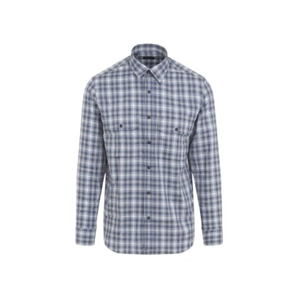 Brioni - Cotton Check Shirt With Dual Chest Pockets And Fit - Größe M - blau Brioni - Cotton Check Shirt With Dual Chest Pockets And Fit - Größe M - blau