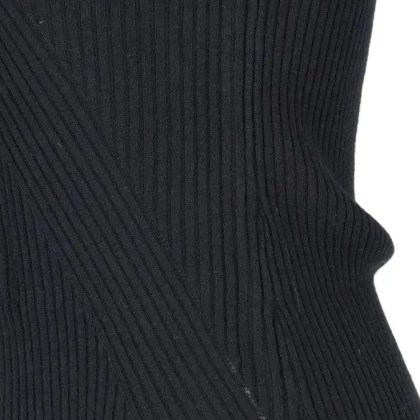 Wolford - Fitted Short-Sleeved Sweater With Geometric Ribbed - Größe S - schwarz – Bild 3